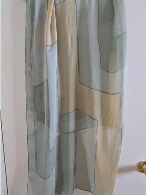 Giorgio Armani Light Gray Sheer Logo Scarf